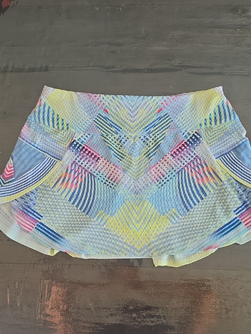 (M) Lucky in Love Pastel Geo Skater Skort Pickleball Tennis Summer Vacation Wow